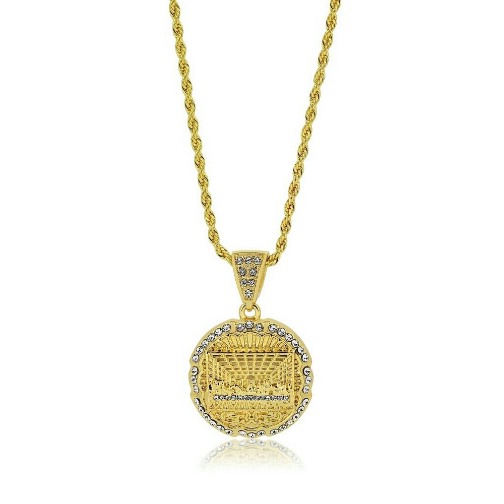 Gold Plated Last Supper Crystal Studded Rope Chain